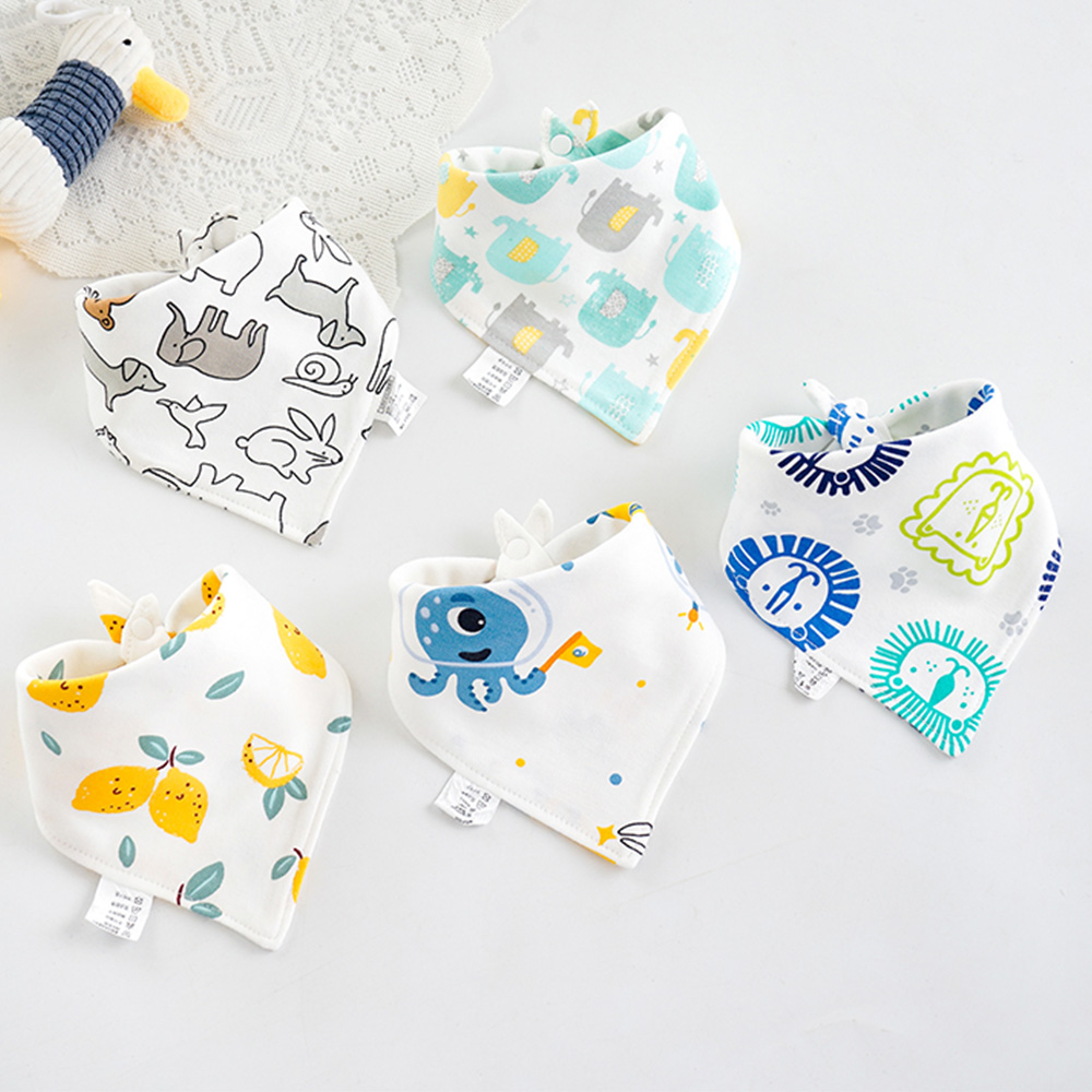 5 teile/los Baby Lätzchen Dreieck Doppel Baumwolle Lätzchen Cartoon Print Speichel Handtuch Baby Jungen Mädchen Fütterung Schürze Baumwolle Bandana Lätzchen