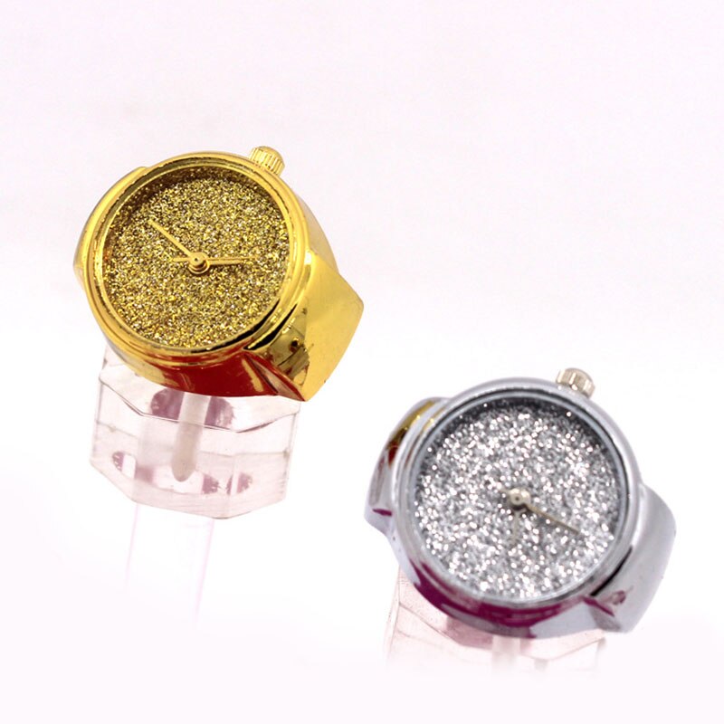 Unisex stål rund elastisk kvarts fingerring ur shine skive ring ure smykker @ 17 lxh