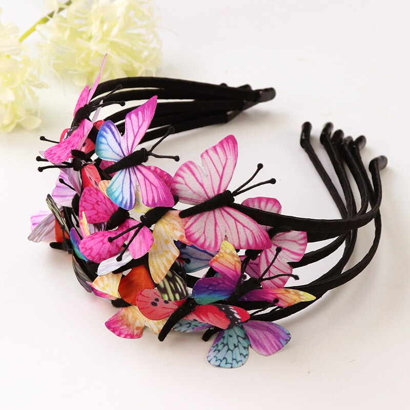 Banda de pelo para niños de mariposa , de princesa Hada, diadema, 1 pieza, accesorios para el cabello para fiestas de niñas, coloridos niños hechos a mano