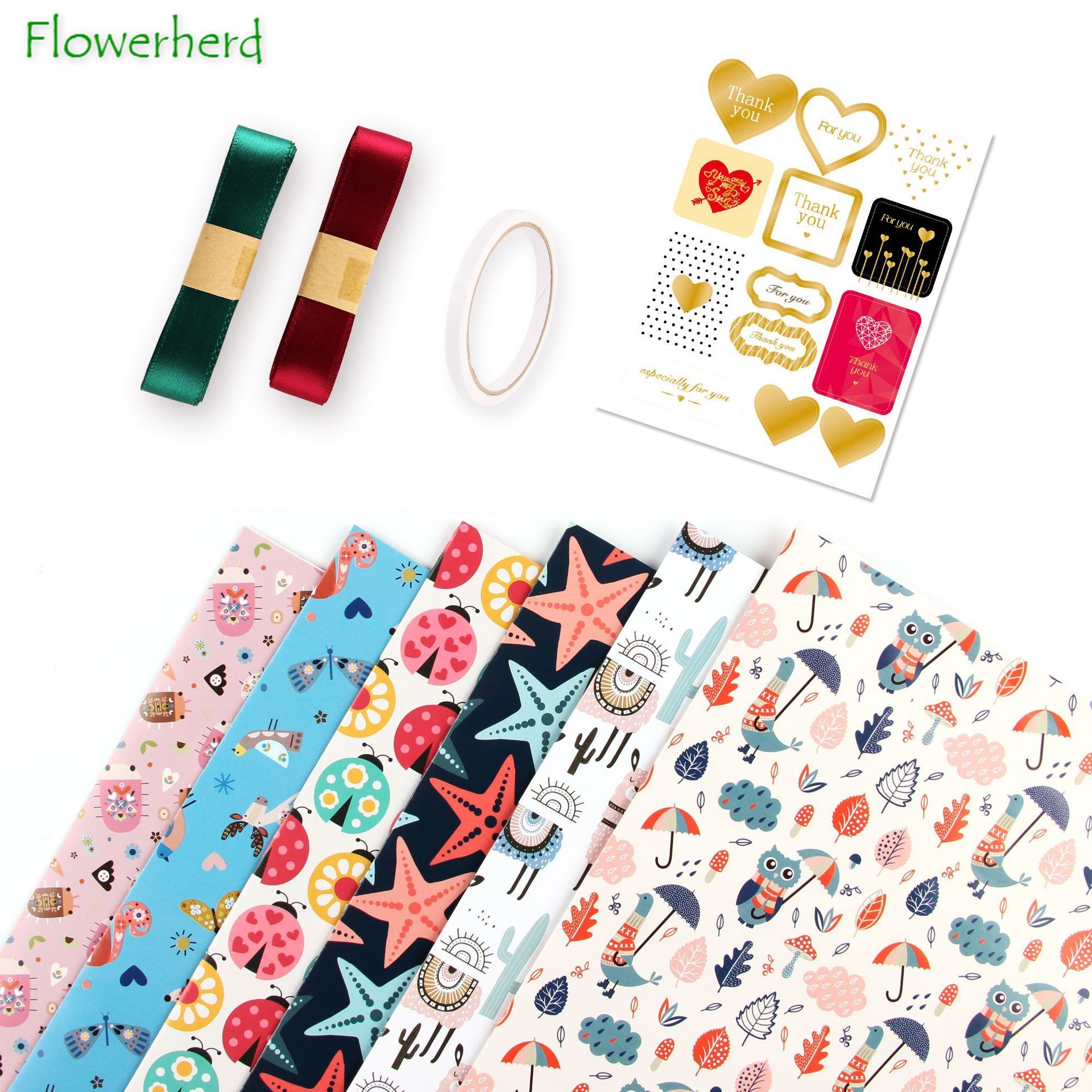 50x70CM Cute Paper Cartoon Toy Wrapping Paper Birthday Wrapping Paper DIY Student Dormitory Wallpaper Bag Book Paper