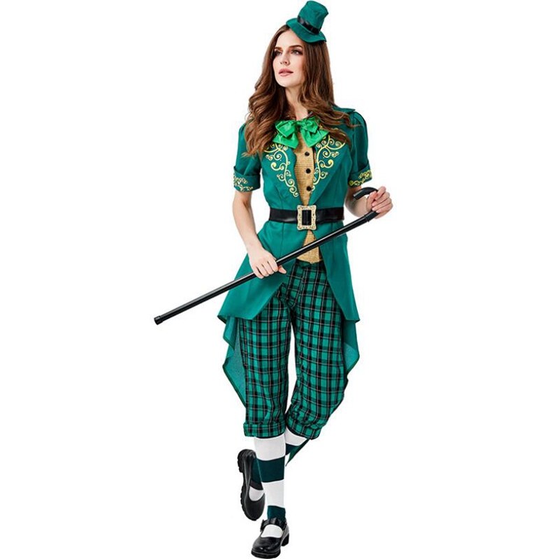 Volwassen Vrouwen Lucky Charms Kabouter Ierse Party Dress St Patrick Dag Kostuum Outfit met Hoed en Sokken
