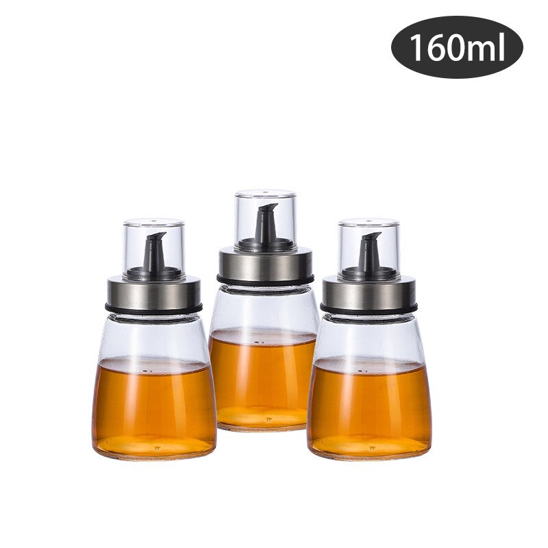 Conjunto de 3 frascos de vidrio para aceites líquidos, tarros de acero inoxidable para condimentos, especias, cocina, organización de condimentos, accesorios