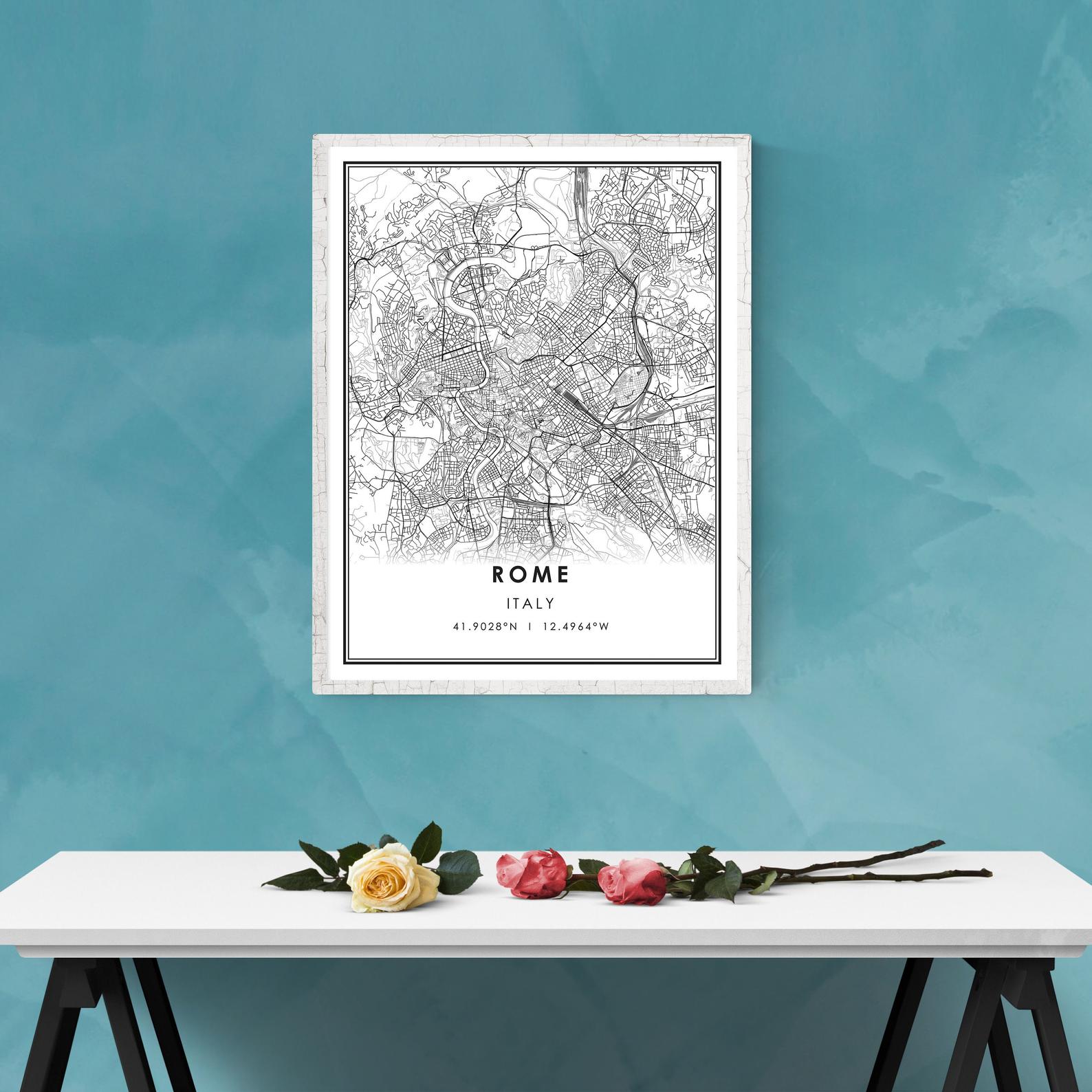 Rome map print poster canvas | Rome city map print poster canvas