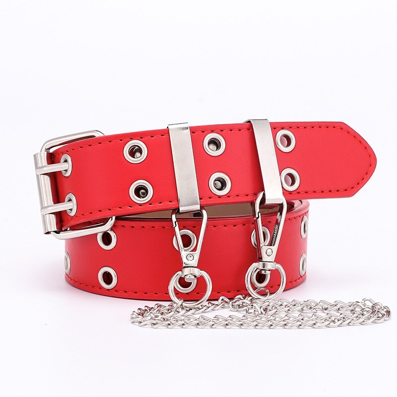 Ceinture en jean Punk à Double œillet | Large toile de styliste, ceinture de ceinture féminine masculine, ceintures de chaîne pour femmes et hommes,: 7