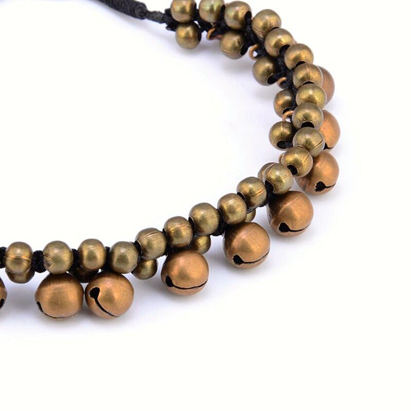 Vintage latón tobillera pulsera encantos Jingle Bell borla Barefoots joyería para pie de playa pulsera Bohemia en la pierna Pulseira Masculina