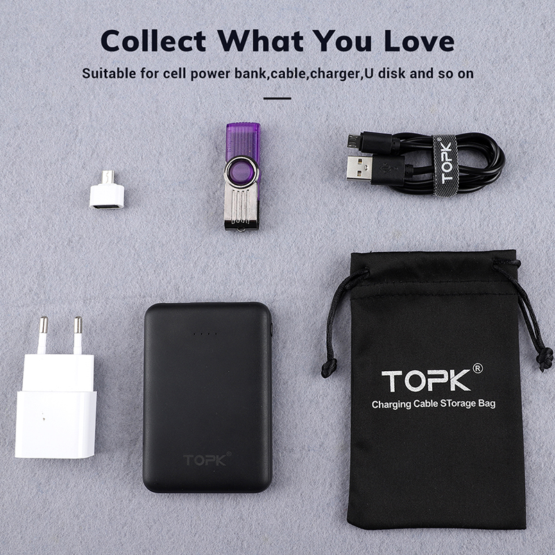 TOPK Energie Bank fallen Telefon Beutel für USB Ladegerät USB Kabel Telefon Speicher Kasten praktisch Zubehör 100*30mm