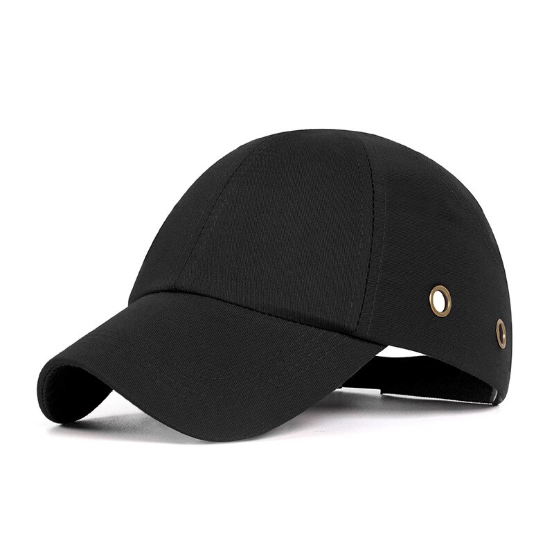 Bump cap arbejdssikkerhedshjelm baseball hat stil beskyttende sikkerhed hård hat arbejdstøj sikkerhed hovedbeskyttelse side med 4 huller: 4 huller-sort