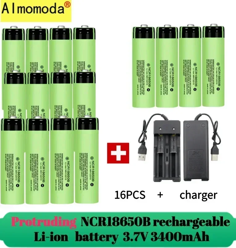 Spike2025 sobresaliente 100% batería de litio recargable NCR18650 3,7 V 3400mAh 34B cargador USB linterna de batería original: Rosa