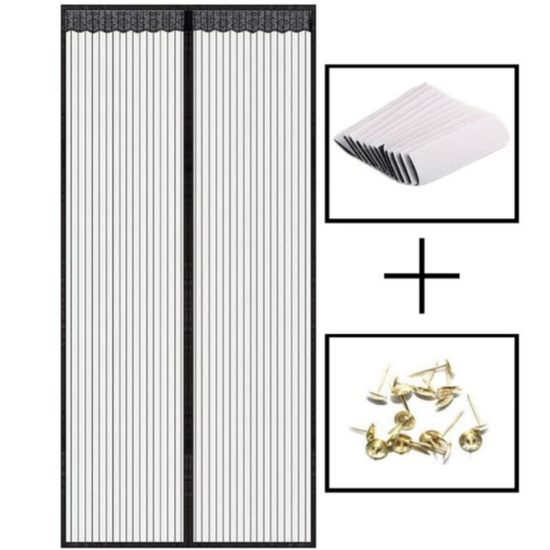 Moustiquaire magnétique sans poinçon, rideaux de porte en maille anti-insectes et mouches, écran de fermeture automatique adapté aux portes coulissantes de la maison