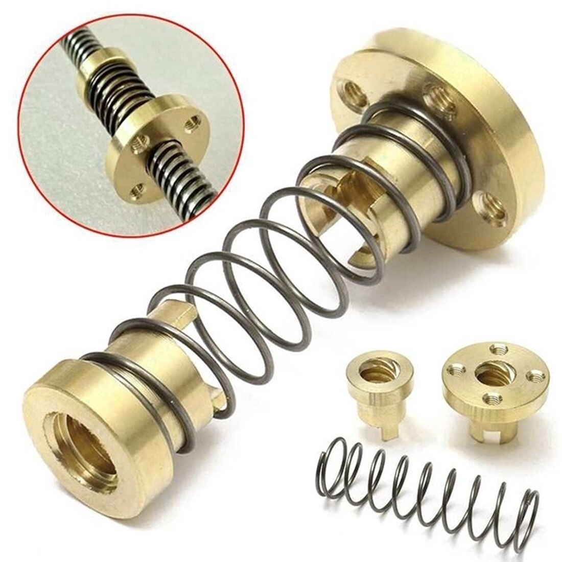 3D Printer T8 Anti Backlash Spring Loaded Nut For Lead Threaded Rod Lead Screws 2mm Pitch