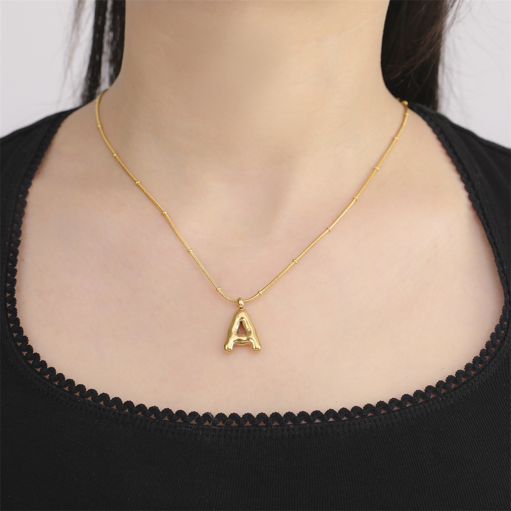 Collier avec lettres My Shape, ballon initial, pour femmes, pendentifs Alphabet A-Z en acier inoxydable, 26 lettres, bijoux à la