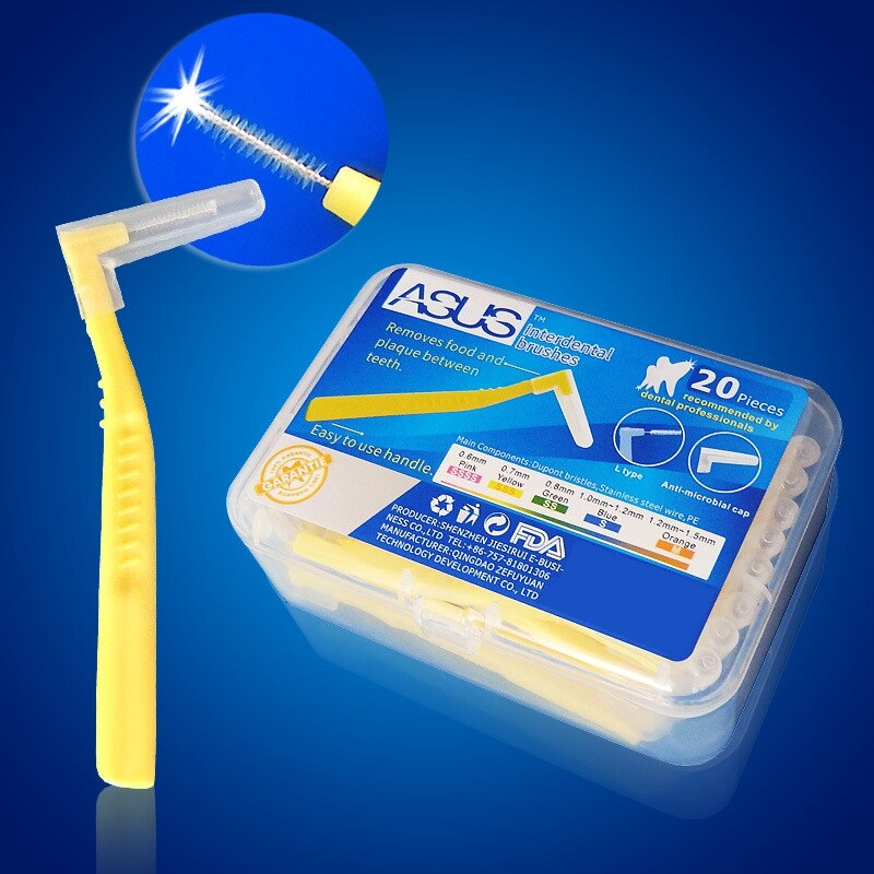 ASUS 40 Pcs L Shape Push-Pull Interdental Brush Oral Care Teeth Whitening Tooth Pick Tooth Orthodontic Toothpick Toothbru