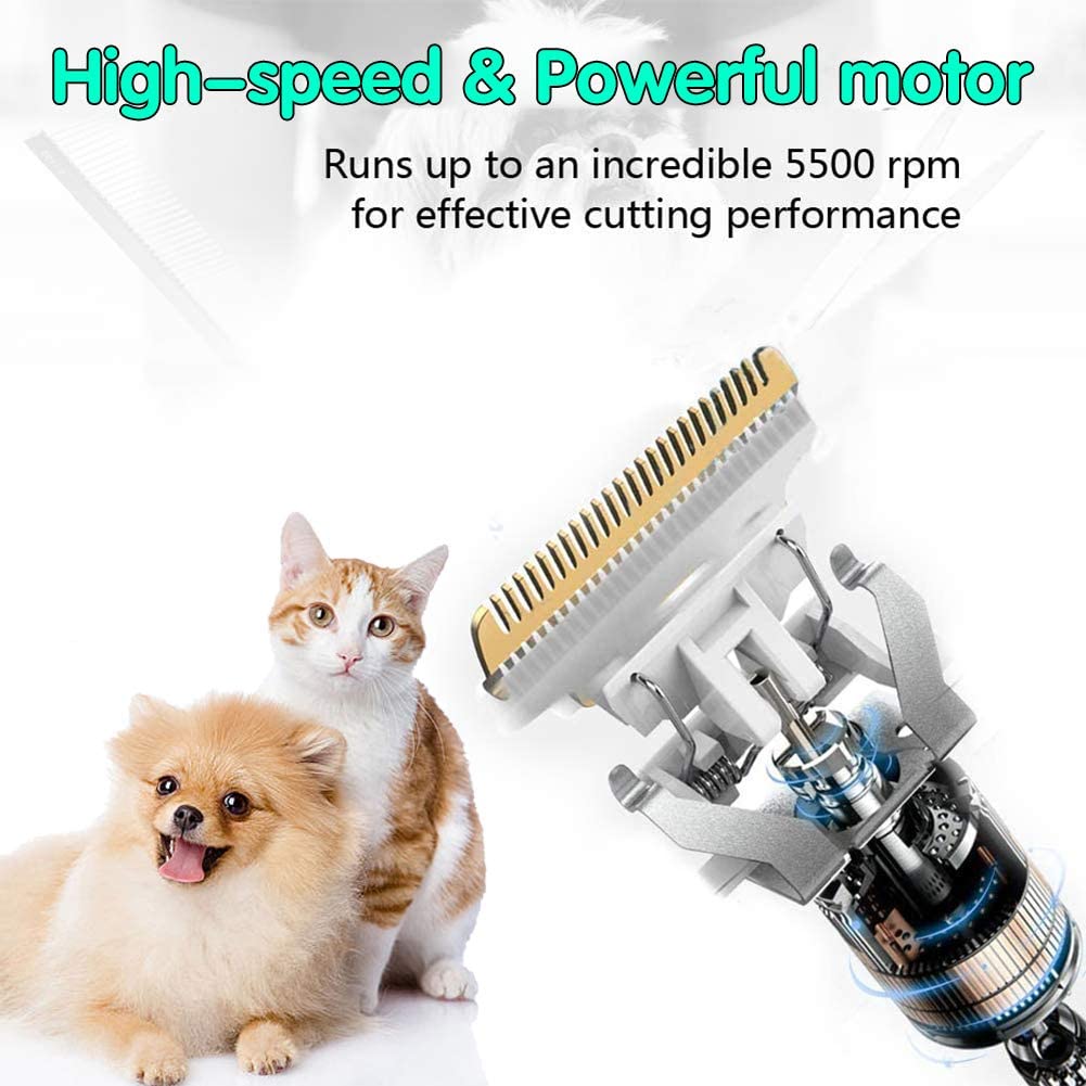 Dog Clippers Grooming Kit Electric Pet Clippers Low Noise Rechargeable Cordless Pet Hair Trimmer for Dogs Cats