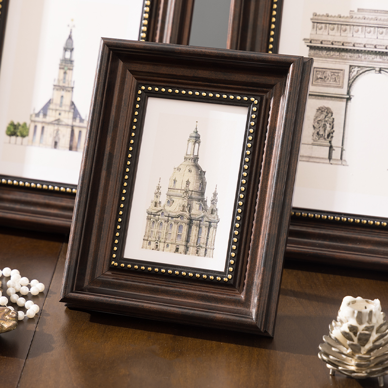 Marcos de fotos antiguos Vintage de 6/7/10 pulgadas, marco de fotos de madera de imitación, mesita de noche, adornos de decoración de escritorio, decoración rústica para el hogar