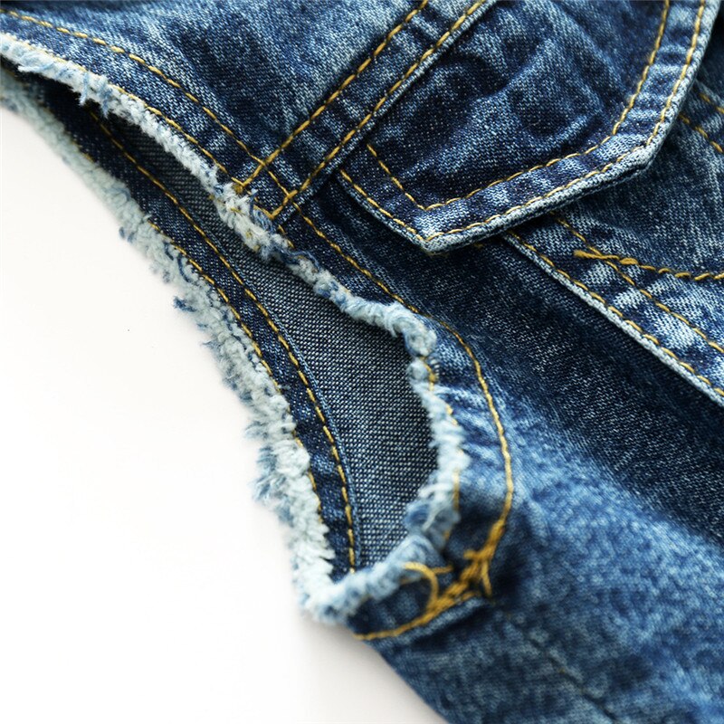 Chalecos vaqueros para bebés, chalecos vaqueros para niños y niñas, prendas de vestir exteriores para niños con agujero roto, ropa de estilo para niños, chaqueta de bebé, chaquetas para niños