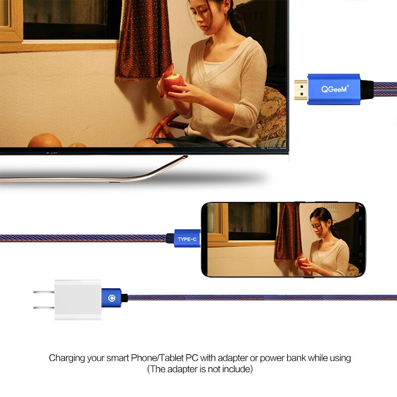 QGeeM-Cable USB tipo c 3,1 HDMI, adaptador Thunderbolt Compatible con MacBook, Samsung S8, Huawei Mate 10, convertidor tipo C a HDMI