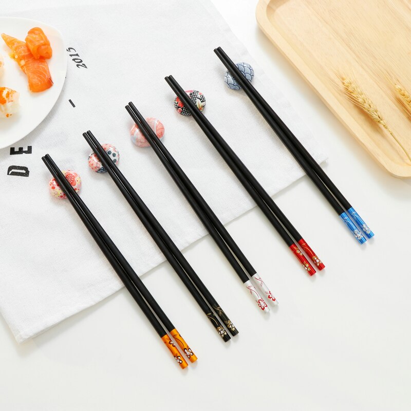 5 stk sæt keramiske spisepinde holder, shorpmorl ske gaffel knivholder stativ rack japansk stil køkken service spisepinde hvile