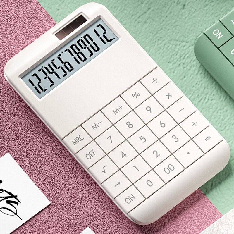 Echter solar-taschenrechner mit 12- display, karminroter computer für die verwendung im studentenfinanzierungsbüro, niedlicher taschenrechner