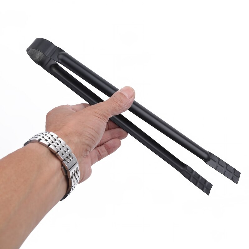 Utensilio de cocina para acampar, utensilio de pinza para barbacoa, portátil, de hierro negro, carbón vegetal, mango de pinza de y práctico, 1 ud.
