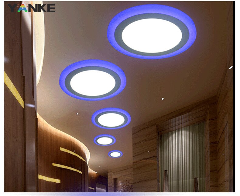 Dubbele Kleur Led Panel Licht 6W 9W 16W Ronde Vierkante Panel Led Plafond Lamp Indoor Inbouwdownlight slaapkamer Plafondpaneel