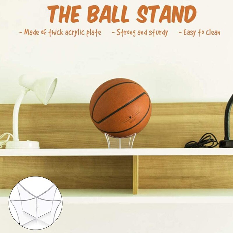 4 PCS Acrylic Football Display Stand, Ball Stand Basketball Football Soccer Rugby Plastic Display Holder Plinth