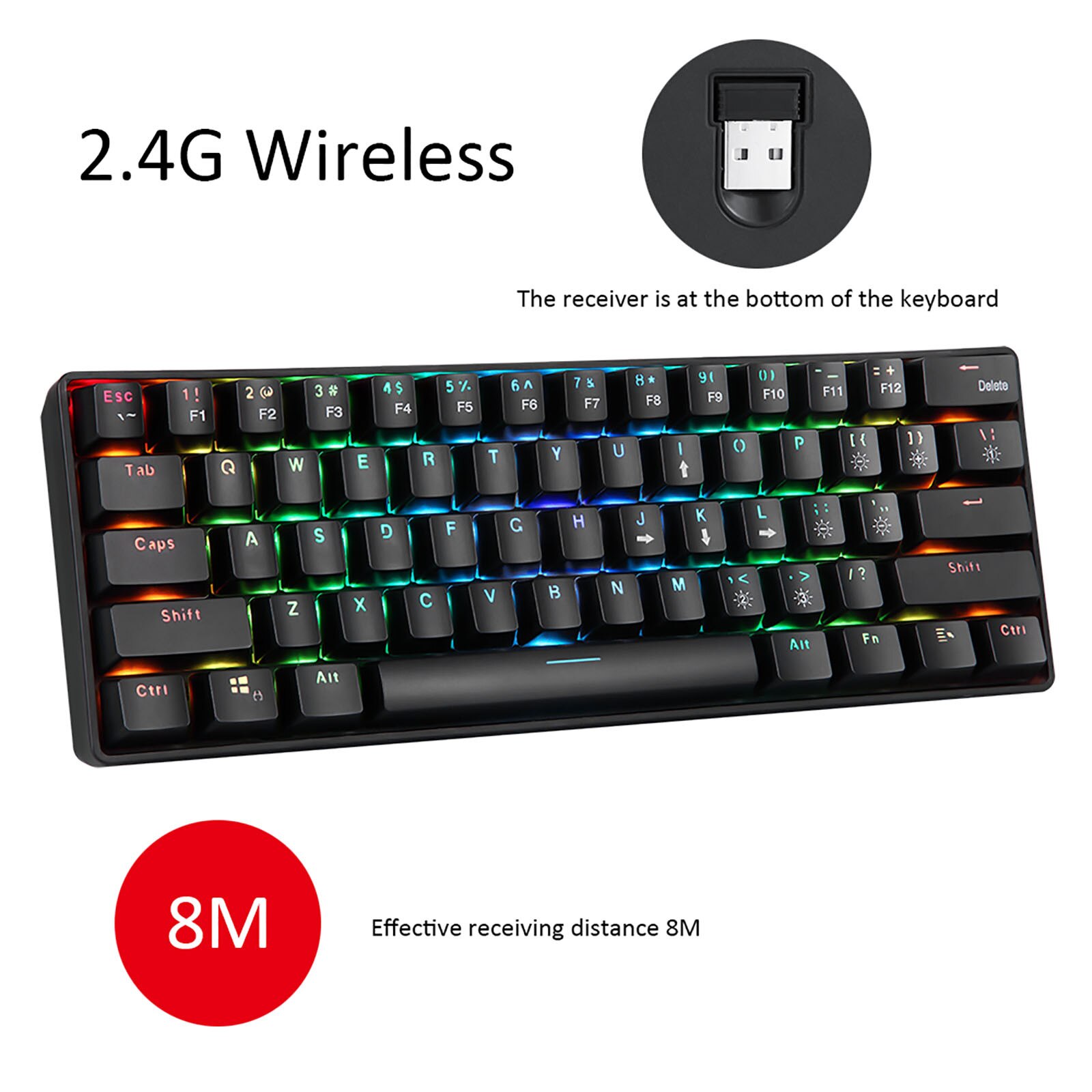 Yk600 Mechanical Keyboard Wireless Plus Wired 2.4G Dual Mode Type C Charging Wired USB Backlit Keyboard Mechanical Feeling