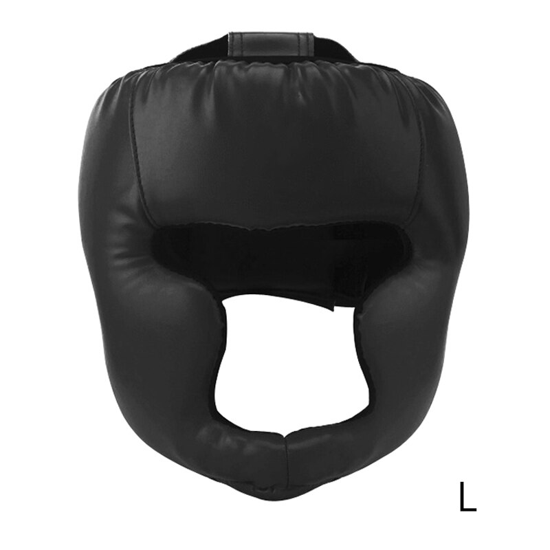 Zwarte vechtsport boks hoofdbeschermer helm training pu karate muay thai helm hoofdbeschermer mma sanda gesloten training kap bokshelm: Zwart / Ik