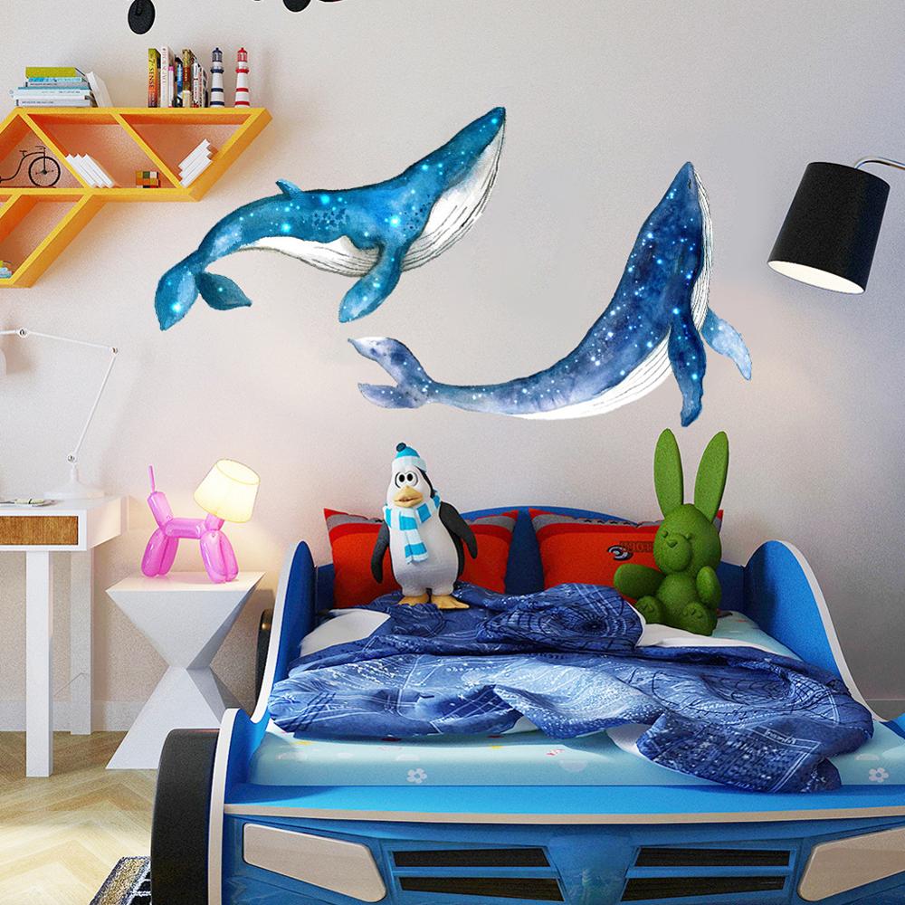 Stjernehimmel hval wallsticker hjem vægdekoration stue børneværelse indretning tapet havdyr klistermærker