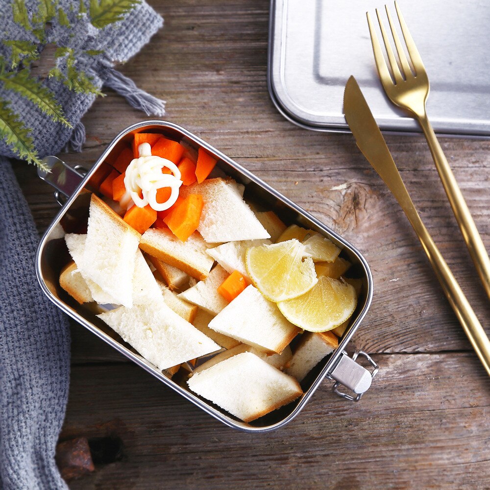 Leakproof Stainless Steel Bento Lunch Box Leak-proof Lid 1400ML Food Container with Removable Divider For Adults or Kids