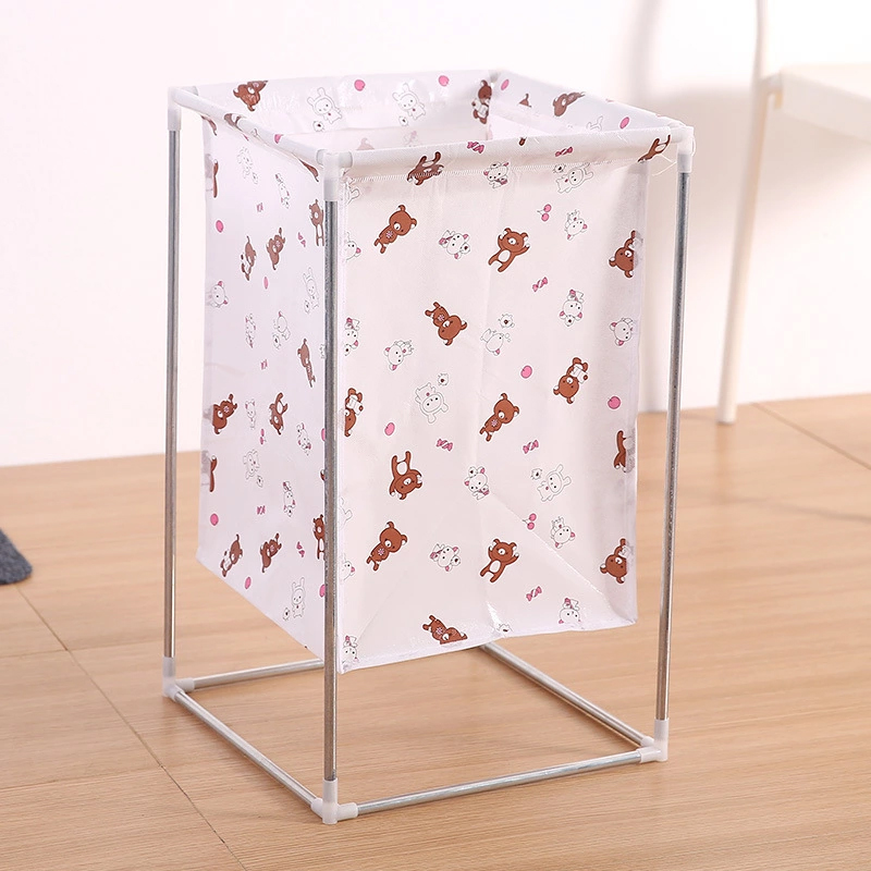 Non-woven Laundry Basket Wrought Iron Frame Assembled Waterproof Hamper Household Dirty Clothes Storage Bucket Multi-purpose Ham