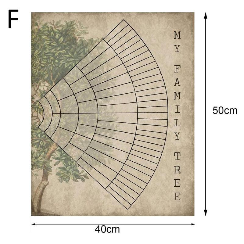 Diagrama de árbol familiar, diagrama de árbol familiar escrito a mano para rellenar el lienzo de historia familiar Personal: F