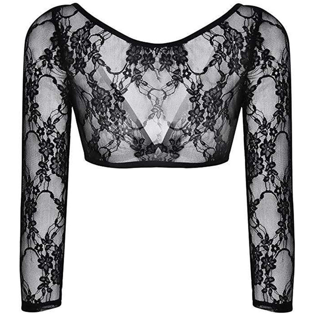 Plus Size Seamless Arm Shaper Lace print Sleevey Wonders Women's V-neck Long Sleeve Bottoming Top Perspective Cardigan tops VD7