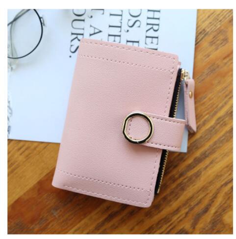 Portefeuille court femme de boucle pu cuir carte de crédit sac petite femme multi-carte offre spéciale pochette portefeuille: Light pink