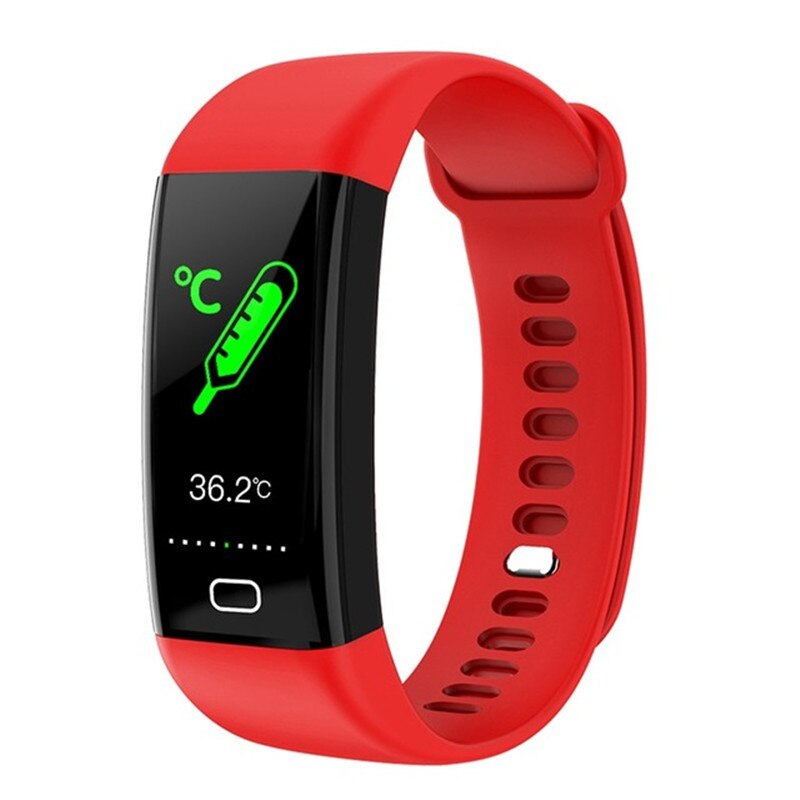 F77 Smart Polsbandjes Lichaamstemperatuur Professionele Waterdichte Fitness Armband Sport Tracker Alarm Passometer Smartwatch: Rood