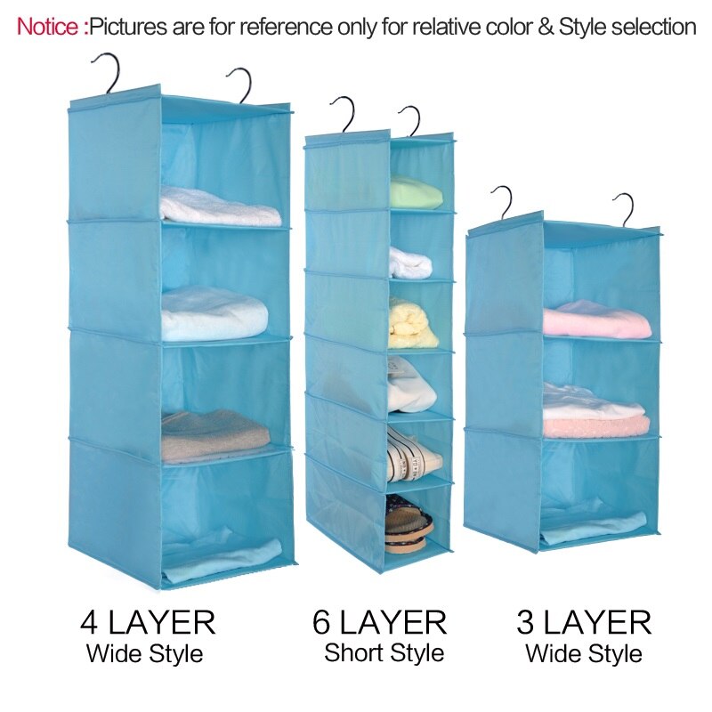 Lesort Thuis Opknoping Kleding opbergtas (Muti Rekken) duurzaam organiseren Planken Eco-Vriendelijke Closet Cubby Geen lade: Sky Blue / 6 layer short style