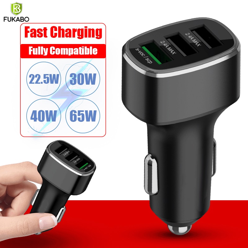 Chargeur de voiture USB chargeur rapide entièrement Compatible universel 22.5W 30W 40W 65W pour iPhone Samsung Huawei Xiaomi chargeur de téléphone portable