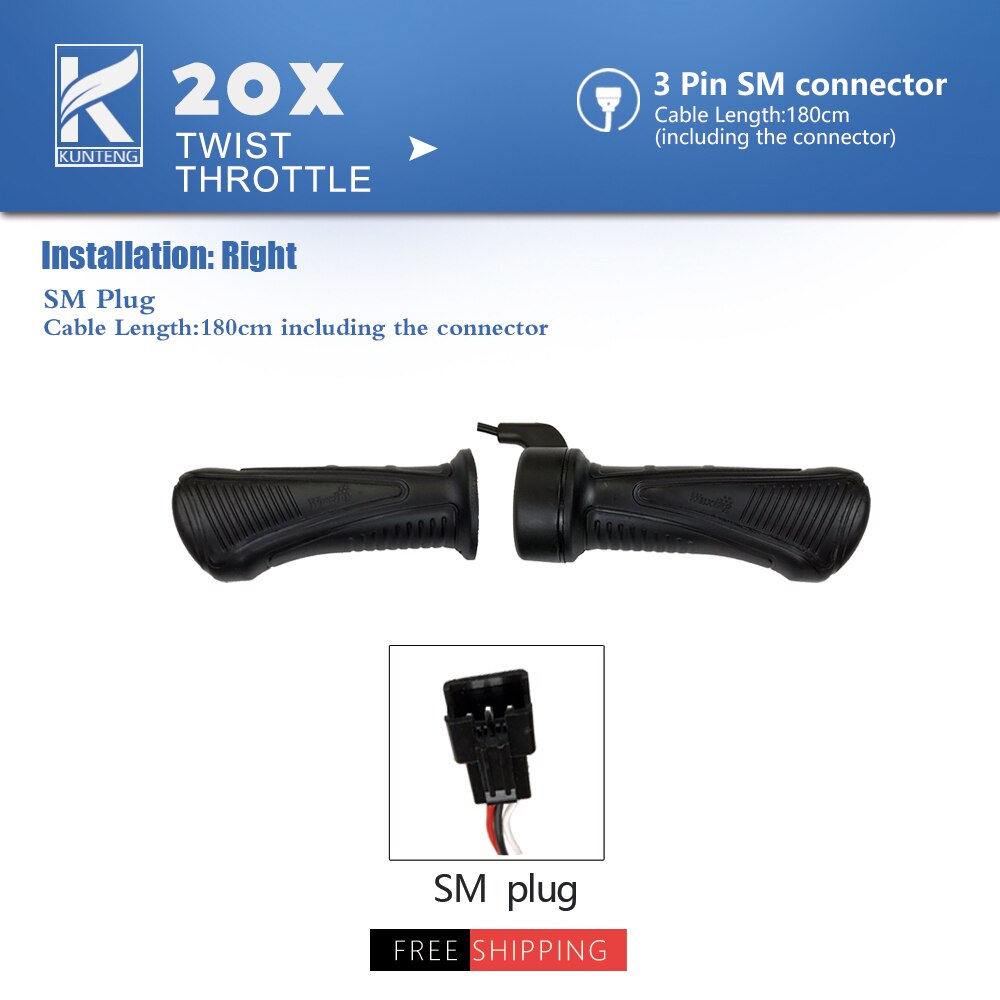 Electric Bicycle Thumb Throttle Lef/Right Side 24V-72V e-Bike Whole Throttle Half Twist Throttle Handle For Ebike Conversion Kit: 20X Whole Twist SM