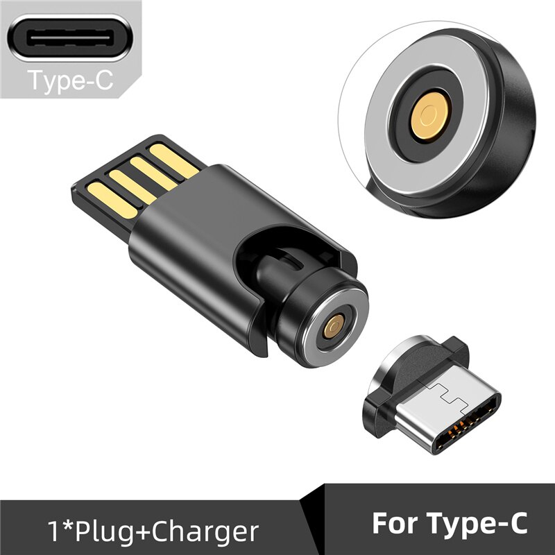 USLION 540 Rotation Mini USB Converter Magnetic Charger For iPhone 11 13 Huawei Xiaomi Samsung Mobile Phone Universal Charging: For Type-C Black