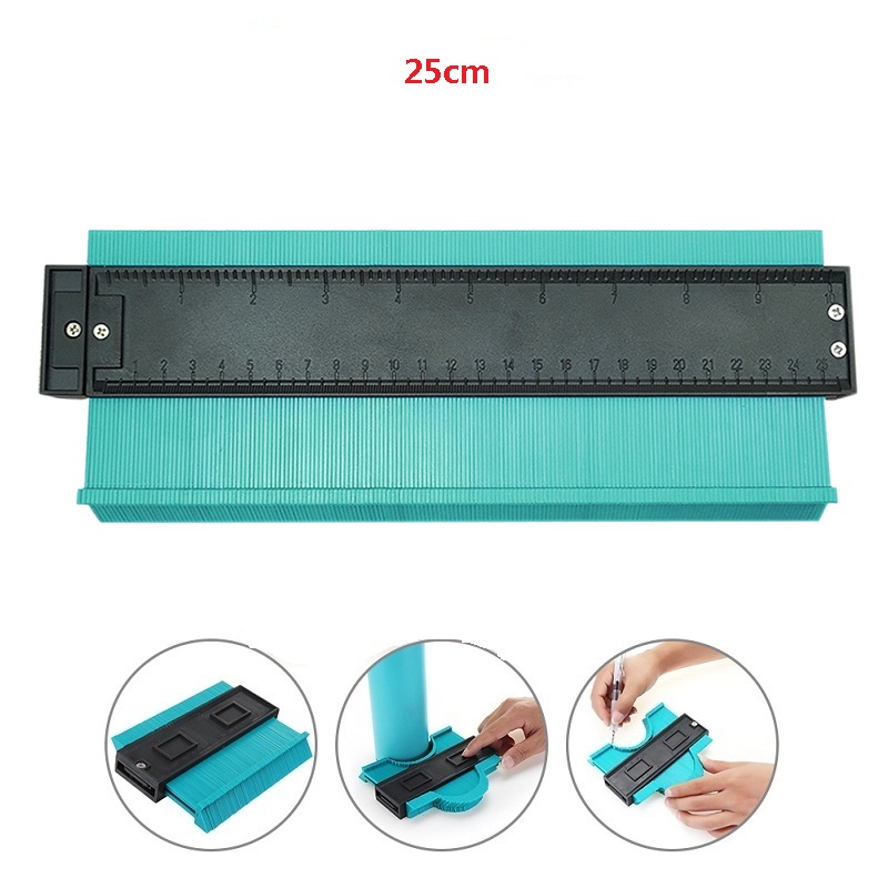 12/14/25cm plast kontur profil måler meter duplikat merking måle måleverktøy laminat tre fliser radian linjal verktøy: 10 tommers grønn