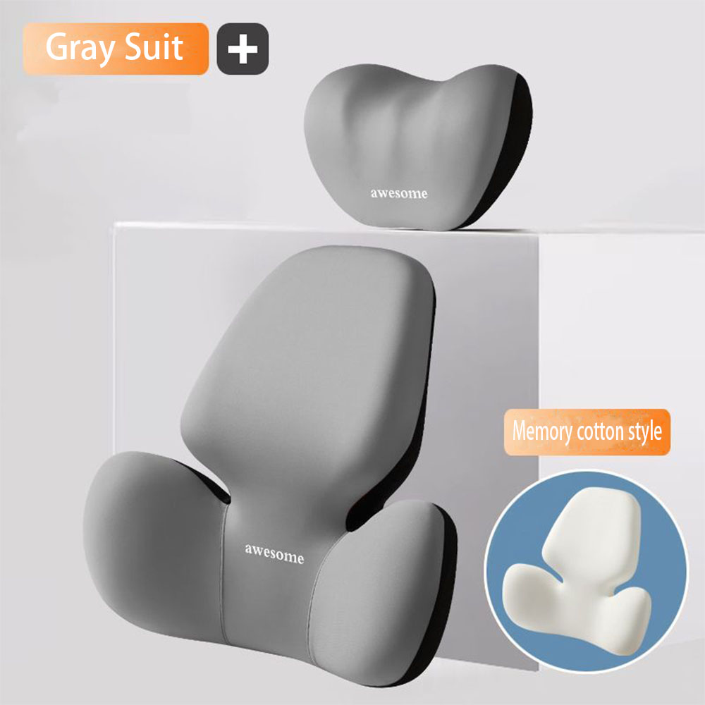 Update Car Lumbar Support Pillow Auto Neck Pillow Waist Support Removable Washable Backrest Universal Vehicle Cushion: Olive Green