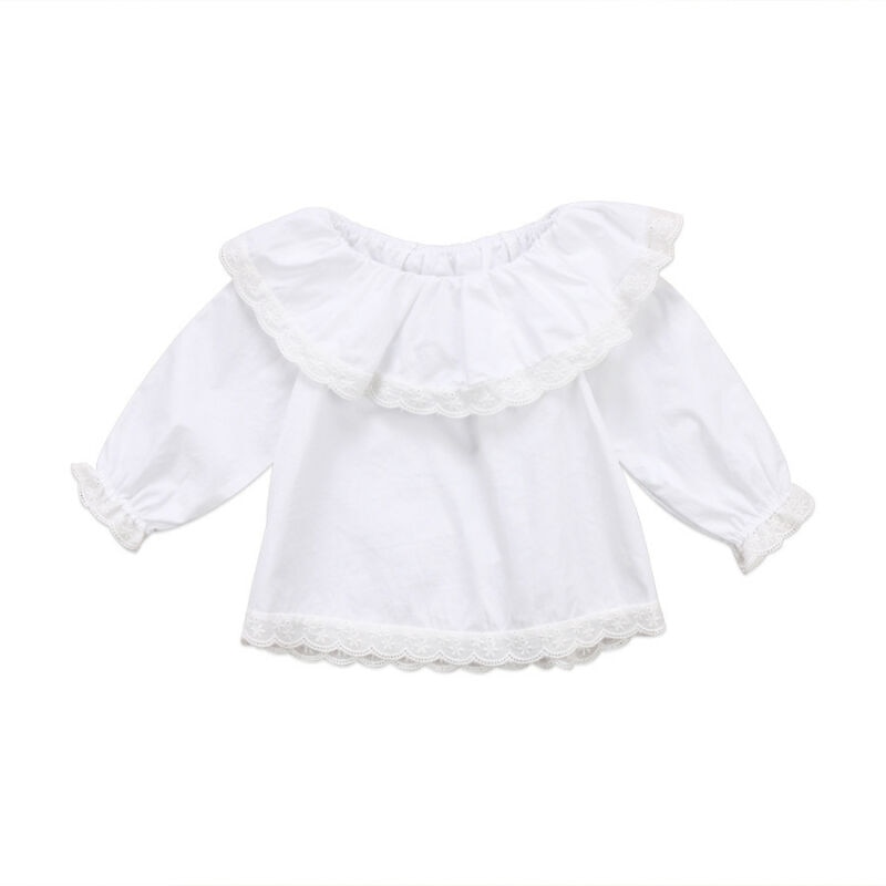 Newborn Infant Baby Girls Long Sleeve Tops T-shirts Lace Off Shoulder Top Girl Clothes For 0-24Months