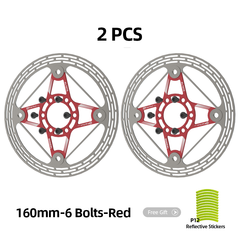 KACTUS-Freins hydrauliques pour vélo de route et VTT, disques de frein flottants, rotor creux à verrouillage central, 6 boulons, 140mm, 160mm, 180mm, 203mm: Gris clair