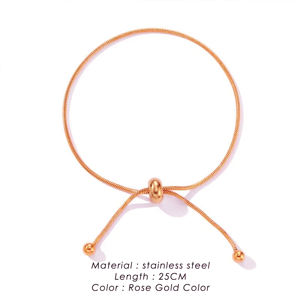 Bracelet coréen réglable en acier inoxydable pour femmes et filles, de , couleur or, chaîne serpent, bijoux,: Couleur or jaune pâle