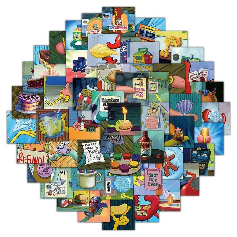60 STKS SpongeBob SquarePants Plog Patrick Star Stickers Leuke Cartoon Mobiele Telefoon Case Bagage Laptop Stickers