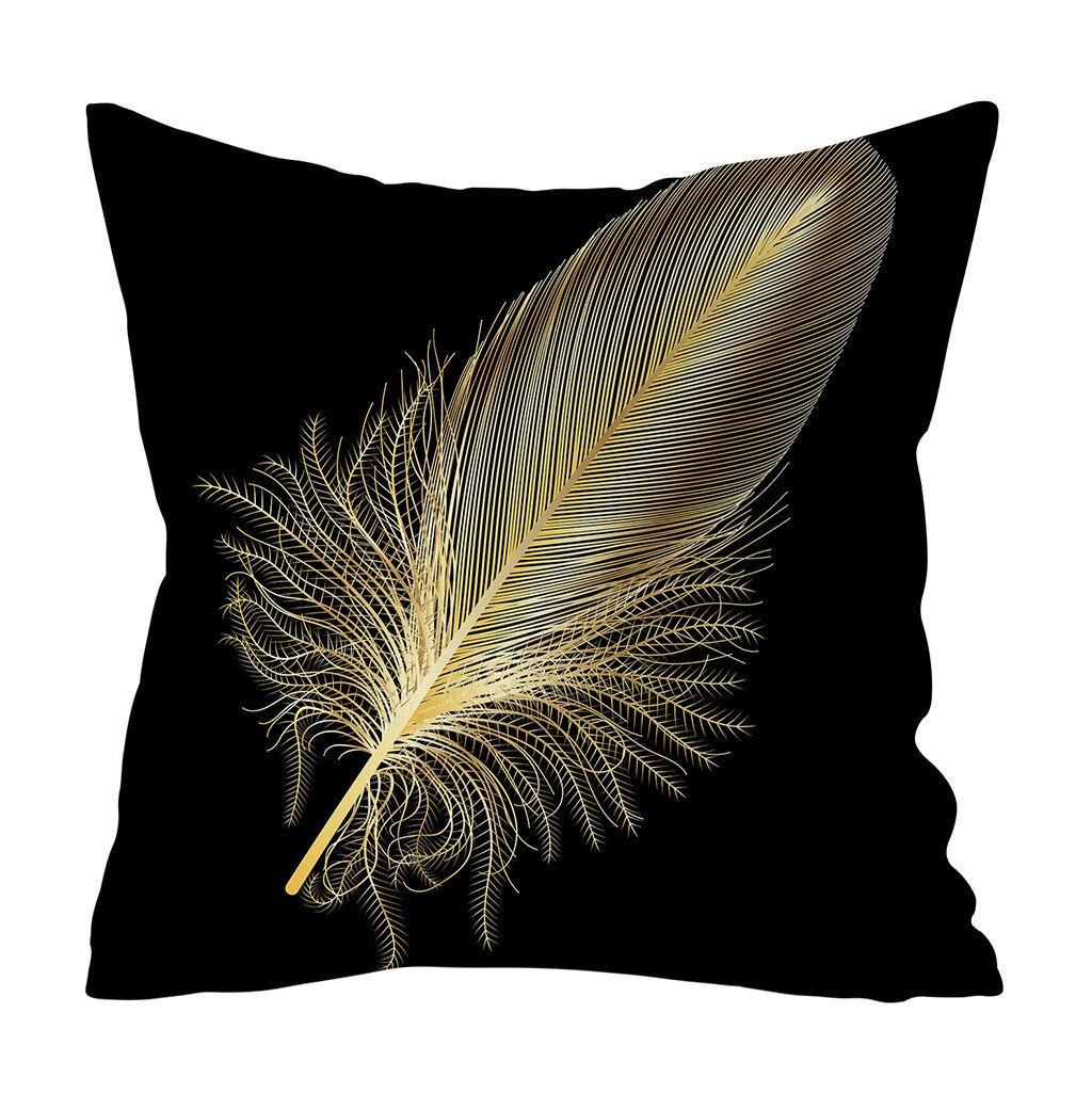 Gold Plant Gedrukt Polyester Kussensloop Decoratieve Kussens Voor Sofa Kussenhoes Home Decor Cojines Decorativos Para Sofá: F