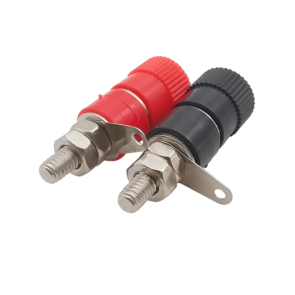 4mm Banana Socket Mount Binding Post Nut Banana Female Jack Terminal Block Connector Nickel Plated for 4mm Banana Plug Red&amp;Black