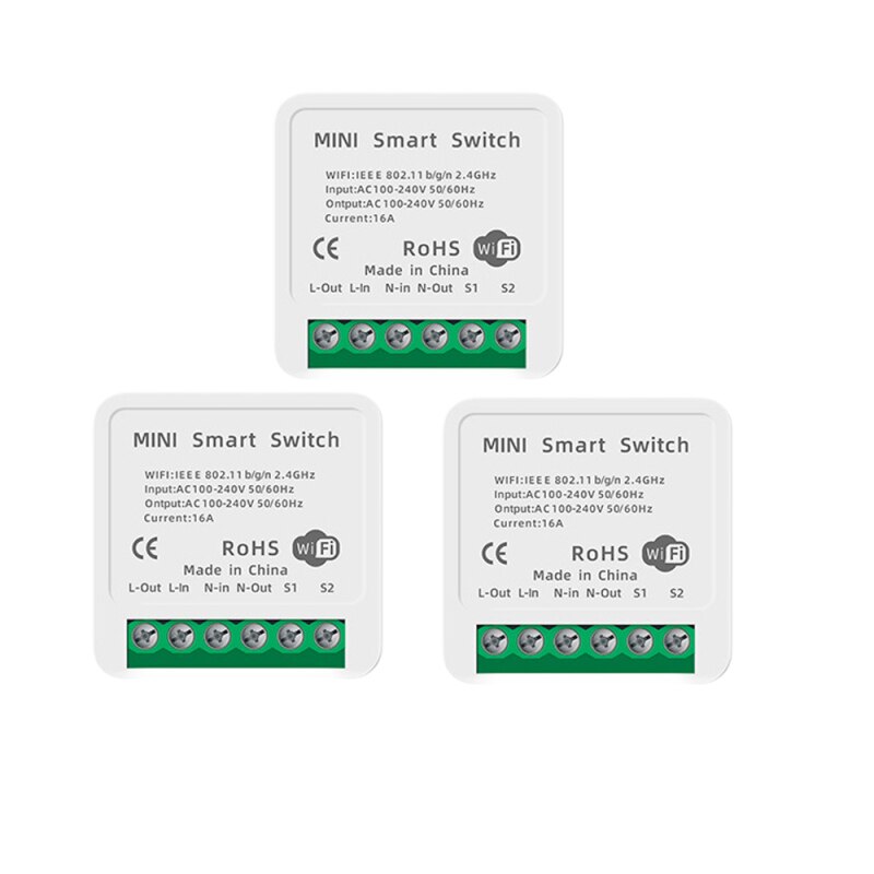 10A/16A Tuya Wifi Schakelaar Relais Breaker Module Automatisering Smart Verlichting Google Home Alexa Afstandsbediening App Timer smartlife: 3piece 16A