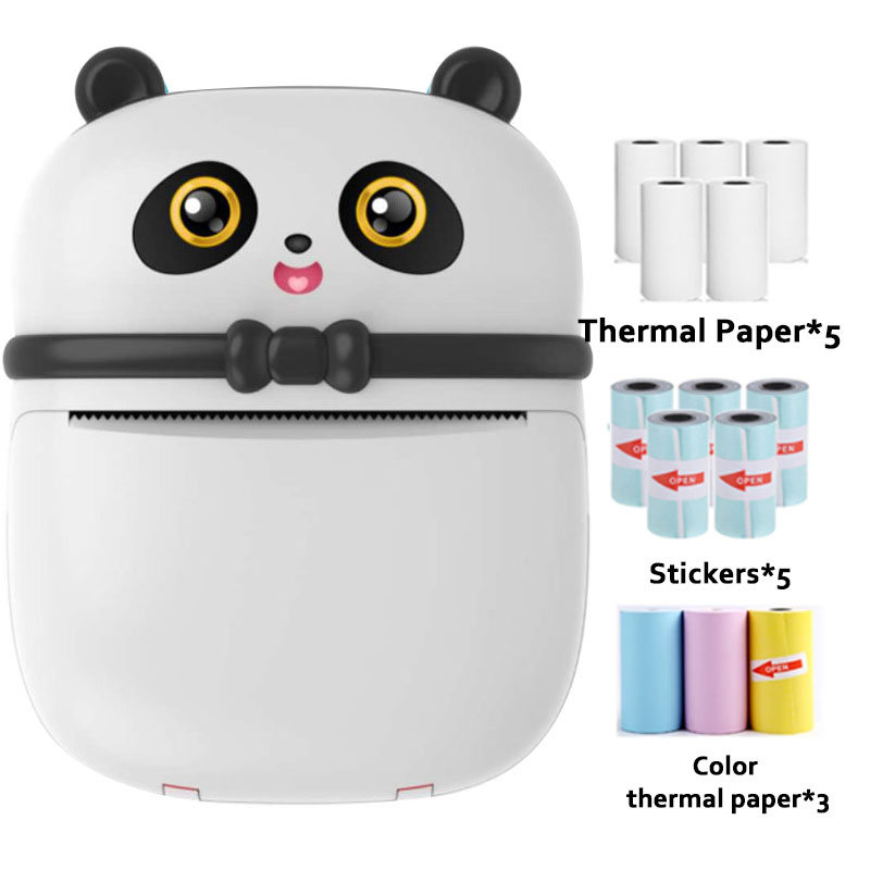 Portable MINI Printer Thermal Print Photo Pocket Thermal Label Printer 58mm Printing Wireless Bluetooth Android IOS Printers: black-13