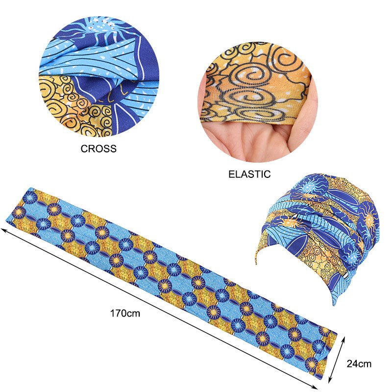 Ladies Headwear African Style Ladies Wrap Headscarf Ethnic Style Baotou Cap African Print Pattern Turban Hats Multicolor