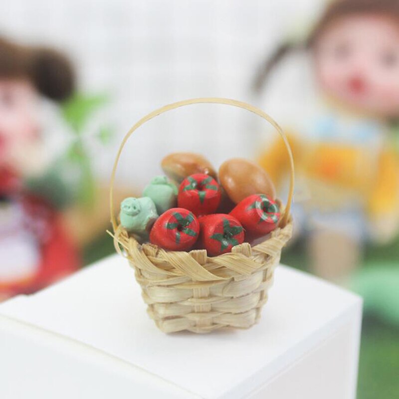 1Set 1:12 Dollhouse Mini Vegetable Food Storage Basket Doll House Kitchen Decor